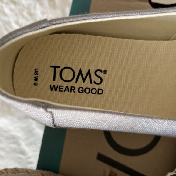 TOMS Women's Alpargata Rope Slip On Espadrille Drizzle Grey Size 6 NIB - Picture 4 of 4